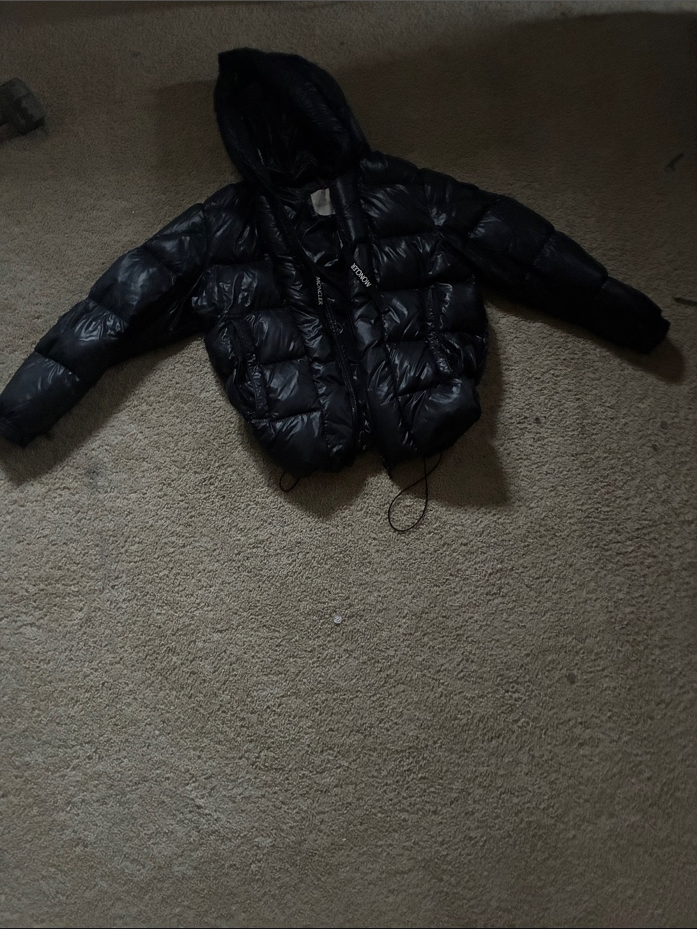 Moncler Kids Black Hooded Puffer Jacket